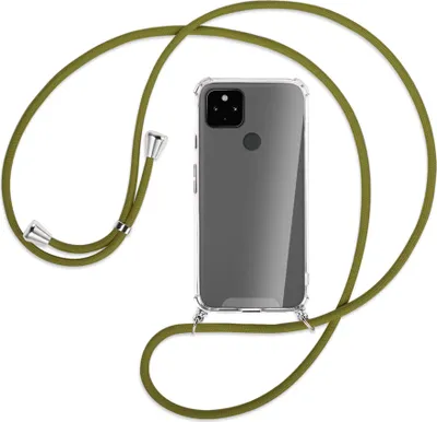 Produktbild von Handykette Backcover-Schutzhülle mit Band (Metall silberfarben) für Google Pixel 4a 5G - khaki