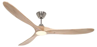 Produktbild von CasaFan 318064 ECO GENUINO-L Deckenventilator mit Licht 180cm Naturholzflügel gebürstetes Chrom Motor