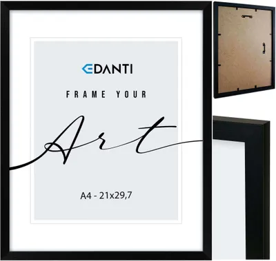 Zdjęcie produktu dla RAMKA NA ZDJĘCIA A4 21x29,7 cm Plakaty Dyplom Rama Wisząca Dekoracja EDANTI