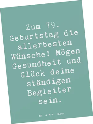 Produktbild von Mr. & Mrs. Panda Postkarte Spruch 79. Geburtstag Glückwünsche - Meeresbrise - Geschenk, Grußkarte, Geburtstagsgeschenk, handgefertigte Produkte, Alter, Freund, Fotokarte