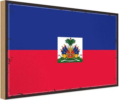 Produktbild von vianmo Holzschild 30x40 cm Haitis Retro Haiti Flagge Fahne Wappen