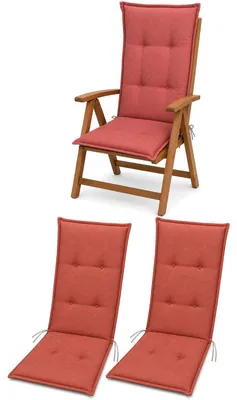 Produktbild von BURI 4x Auflagen Set Hochlehner für Gartenstühle 120x48x7cm Sesselauflagen Polster UV Lichtecht - Gartenstuhlauflagen Stuhlkissen mit Dicker Schaumstoff Füllung (Terrakotta)