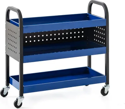 Produktbild von Werkzeugrollwagen mit 3 Ablagen 75x 35x 66 cm blau