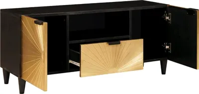 Produktbild von vidaXL TV-Schränk Schwarz und Gold 105 x 33 x 46 cm Holzwerkstoff