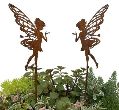 Immagine prodotto di Lance degli elfi - Decorazioni da giardino - 2 pezzi - Colore ruggine - Metallo