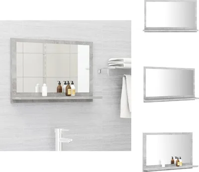 Produktbild von vidaXL Badspiegel Betongrau 60x10,5x37 cm Holzwerkstoff -  Badezimmerwaschtische