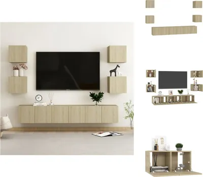 Image de vidaXL Ensemble de 7 meubles TV Chêne Sonoma Matériau dérivé du bois - Meuble TV