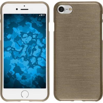 Produktbild von PhoneNatic Case kompatibel mit Apple iPhone 7 / 8 / SE 2020 - gold Silikon Hülle brushed + 2 Schutzfolien