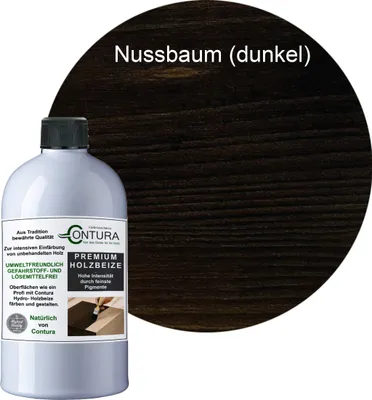 Produktbild von Contura 250ml. Holzbeize Wasserbeize Möbel Farbe - Nussbaum Dunkel