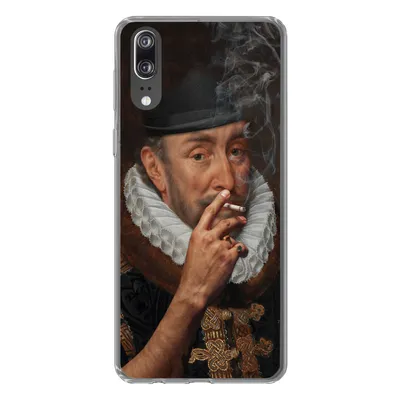 Produktbild von MuchoWow® Handyhülle Schutzhülle Hülle für Huawei P20 Wilhelm von Oranien - Zigarette - Rauchen Silikon Softcase Handy Hülle - Hardcover