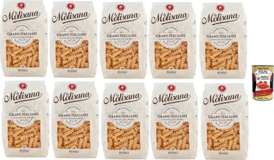 Produktbild von La Molisana Fusilli N. 28 Pasta Lenta Lavorazione Teigwaren aus Hartweizengrieß Bronze-Zeichnung 20x 500g + Italian Gourmet Polpa 400g
