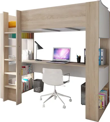 Produktbild von Hochbett Beau mit Schreibtisch - weiß