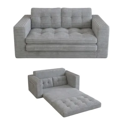 Produktbild von BEALIFE Schlafsofa 2-Sitzer mit 150x85x75 cm | Gepolstert mit Armlehnen & Seitentasche | Für kleine Wohnungen & Homeoffice | AR39 Hellgrau