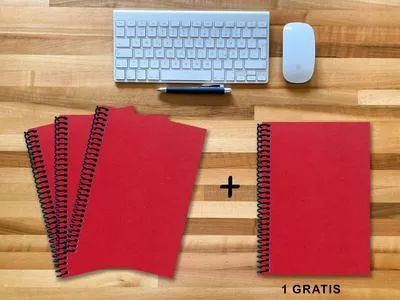 Produktbild von A 4 Notizbuch - Set, 3+1 gratis, Luxury 80 Seiten ROT JUPITER GLITTER-OPTIK, kariert 10x10mm