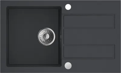 Produktbild von Granitspüle - Spülbecken - Küchenspüle - Schwarz mit Sprenkeln - 78 x 47 cm - Einbauspüle - Kratzfest, Elegant, Platzsparend, mit Siphon, Porto
