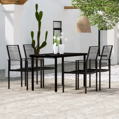 Produktbild von 5-tlg. Garten-Essgruppe Schwarz , Gartenmöbel-Sets Design 2024