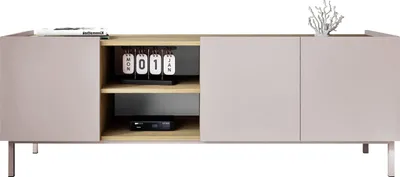 Produktbild von MIRJAN24 TV-Lowboard System 72, Stilvoll Wohnzimmer, Lowboard mit drei Drehtüren (Farbe: Cashmere / Cashmere + Eiche Cremona)