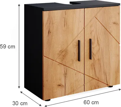 Produktbild von Waschbeckenunterschrank Vicco Irma Goldkraft Eiche/Anthrazit 60 x 59 cm, Model 36705