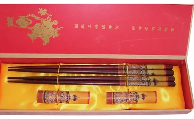 Produktbild von 010 Asiatisches Essstäbchen Set mit Ablagebank Geschenkbox 2 Personen Kaiserin