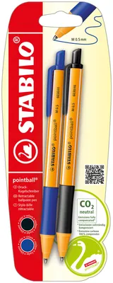 Produktbild von Chowany biros - pointball STABILO - zestaw 2 sztuk - niebieski, czarny