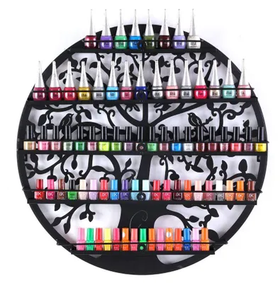 Produktbild von FullBerg 5-stöckiges Nagellackregal aus Metall, Nagellackaufbewahrungsregal, rundes Wandregal für Nagellack, Organizer für ätherische Öle, Aromatherapie-Regal, Lippenstiftständer, Präsentationsregal, Aufbewahrungsregal für Damen