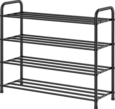 Produktbild von Schuhregal 4 Ebenen - Edelstahl-Organizer für 12 Paare - Ideal für Schlafzimmer, Flur & Schränke - 68x26x65 cm