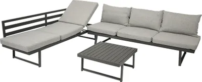 Produktbild von DEGAMO Sitzgruppe Gartenset Funktions Loungeset BOGOTA aus Aluminium matt-grau, 280x280cm, wetterfest