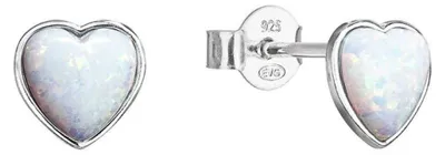 Produktbild von Silver earrings Hearts with opals 11337.1 white