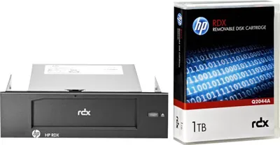 Produktbild von HPE StorageWorks RDX1000, Speicherlaufwerk, RDX-Kartusche, 2:1, RDX, Schwarz, HP RDX 320GB Cartridge HP RDX 500GB Cartridge HP RDX 1TB Cartridge