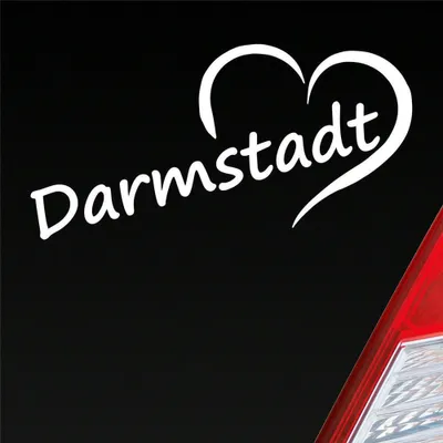 Produktbild von Auto Aufkleber Darmstadt Herz Stadt City Liebe Love Heart 15x8 cm Weiss Matt Sticker Heckscheibenaufkleber