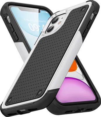 Produktbild von Für iPhone 12 / 12 Pro Hülle Militärqualität Stoßfest Hybrid 2 in 1 Hart PC Weich TPU Handyhülle Weiß Schwarz