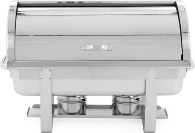 Produktbild von TECHNICA PRESTONA Chafing dish aus Edelstahl 2x 4L – Warmhaltebehälter Robust und pflegeleicht für buffet – Professioneller Speisenwärmer 2xGN 1/2 Mit Deckel Roll-Top, Wärmebehälter 61x36x38,5cm