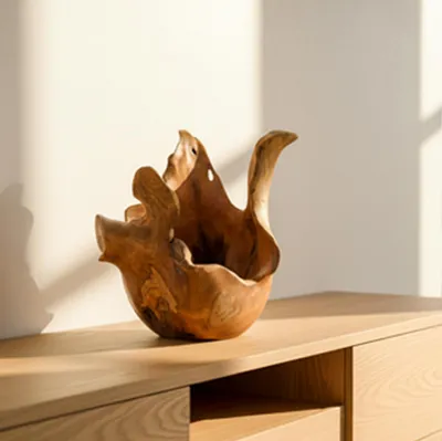 Produktbild von riess-ambiente Einzigartige Schale ORGANIC 40cm natur braun massives Teakholz Dekoschale aus Wurzelholz