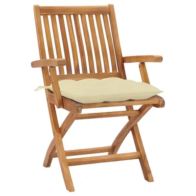 Immagine prodotto di vidaXL Sedie da giardino 2 pezzi con cuscini bianco crema in legno massiccio teak