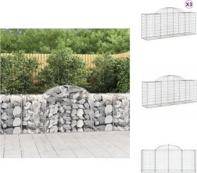 Produktbild von vidaXL Gabionen mit Hochbogen 3 Stk. 200x50x80/100 cm Verzinktes Eisen -  Blumentöpfe & Pflanzgefäße