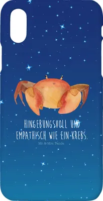 Produktbild von Mr. & Mrs. Panda Iphone 10 Handyhülle Sternzeichen Krebs - Sternenhimmel Blau - Geschenk, X, Hülle, Krebse, Meerestier, Meer, Handy, Cover, Krabbe, Geburtstag Juli