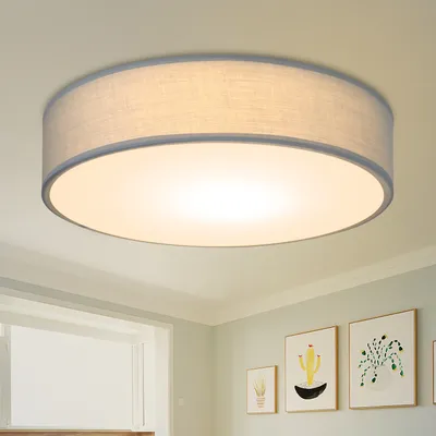 Produktbild von ZMH Deckenleuchte  1 Flammig E27 mit Stoffschirm Rund Stoff Modern Grün mit Stoffschirm für Schlafzimmer Wohnzimmer Küche