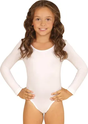 Produktbild von Kinder Body in weiß mit Ärmeln 4 bis 12 Jahre 116 cm - 128 cm
