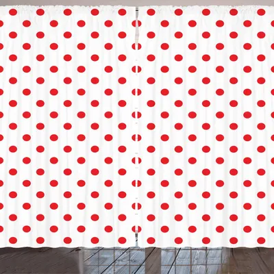 Produktbild von ARANDE Geometrisch Gardine, Klassisches Muster mit Land-Picknick-Thema-Retro Art-Tupfen-geometrischen Stellen, 280 x 245 cm, Weiß und Vermilion