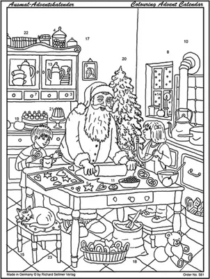Produktbild von Ausmal-Adventskalender für Kinder – Weihnachtsbäckerei mit 24 Türchen