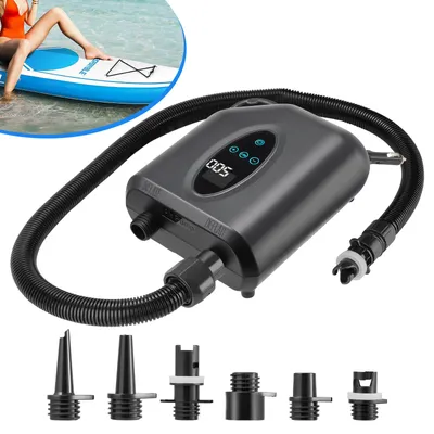Produktbild von Elektrische Luftpumpe - Hochdruckkompressor - 20 PSI - Batteriebetrieben - Für SUP, Surfbrett, Luftmatratze und Schlauchboot - Schwarz