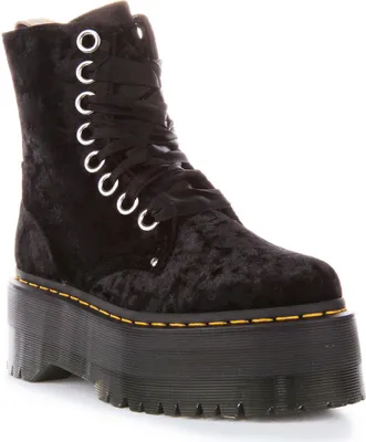 Produktbild von Dr. Martens Vegan Jadon Max Crushed Velvet Platform FLT LC In Schwarz – undefined / Schwarz