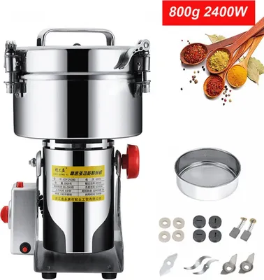 Obrázek produktu pro 800g 2400W Obilný mlýn Elektrický vysokorychlostní mlýn z nerezové oceli na obilí s ochranou proti přetížení na bylinky/koření/ořechy/obiloviny