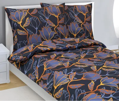 Immagine prodotto di Set di lenzuola in cotone - Blu scuro, oro - 140x200, 70x90
