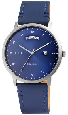 Produktbild von Just Titan Herrenuhr mit Echtlederarmband, 5 ATM