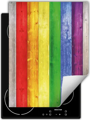 Produktbild von DarHaus Herdabdeckplatte Einteilig Küche Abdeckplatte für Glaskeramikkochfeld Abdeckung Induktionskochfeld Aufrollbare Matte 40x52 cm, bunt - Holz