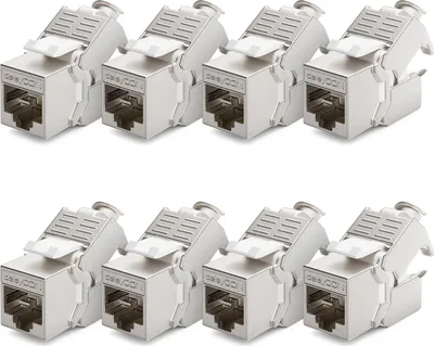 Produktbild von deleyCON 8x CAT6a Keystone Jack Modul Patchkabel Netzwerkkabel Verbinder STP Schirmung RJ45 Buchse Netzwerk Dose Patchpanel Keystonehalterung Erweiterung
