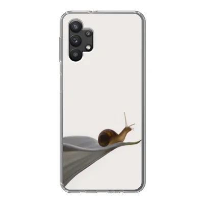 Produktbild von MuchoWow® Handyhülle Schutzhülle Hülle für Samsung Galaxy A32 5G Schnecke - Lilie - Grau Silikon Softcase Handy Hülle - Softcase