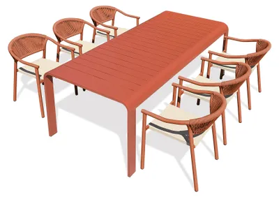 Image de Ensemble repas de jardin en aluminium 6 places