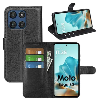 Produktbild von Handy Tasche für Motorola Moto Edge 60 / Edge 60 Fusion Handyhülle Flip Cover Wallet Case Hülle Etui Schwarz